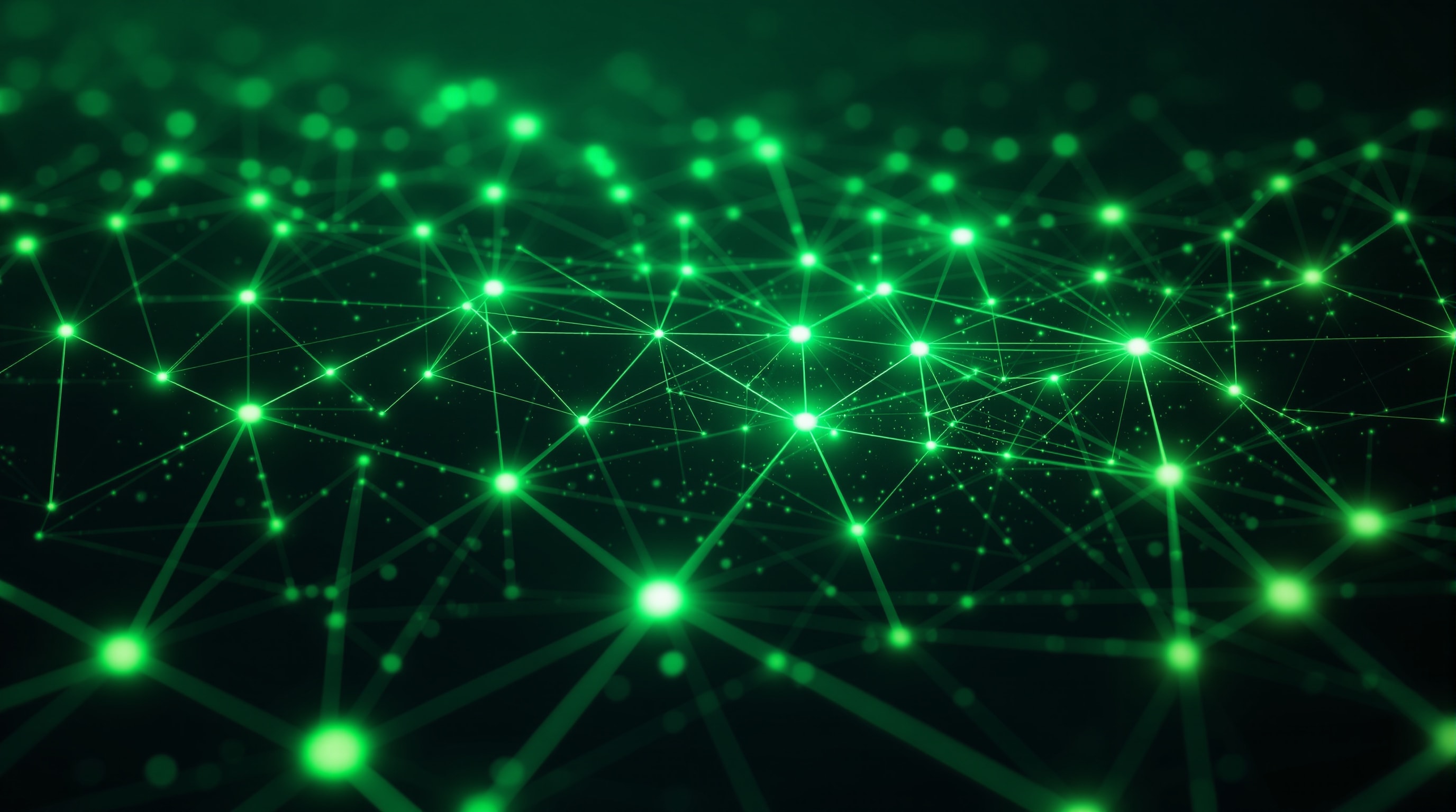 A glowing network of linked pages with particles flowing along the links, representing a link crawl and authority flow