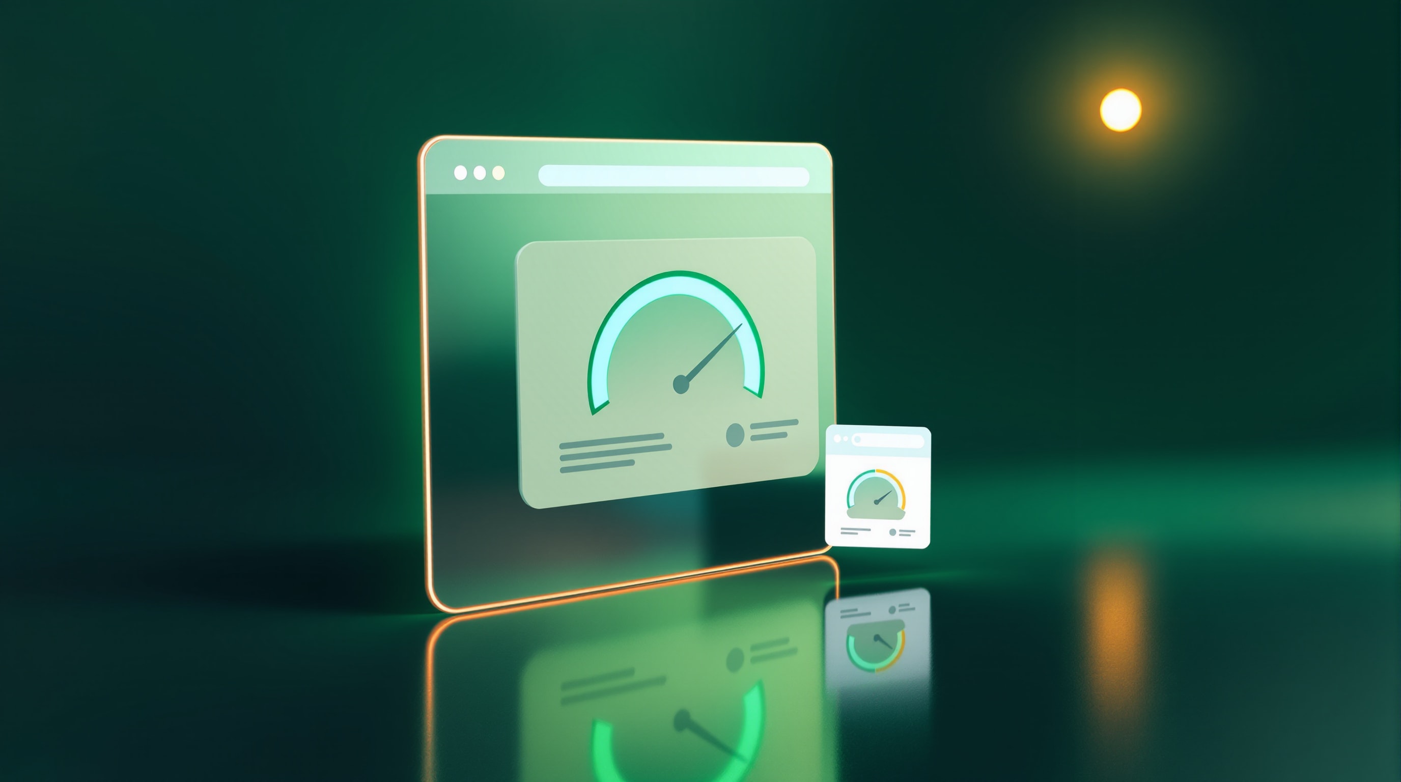 An abstract website reflected in a mirror showing a falsely inflated score, representing fake PageRank